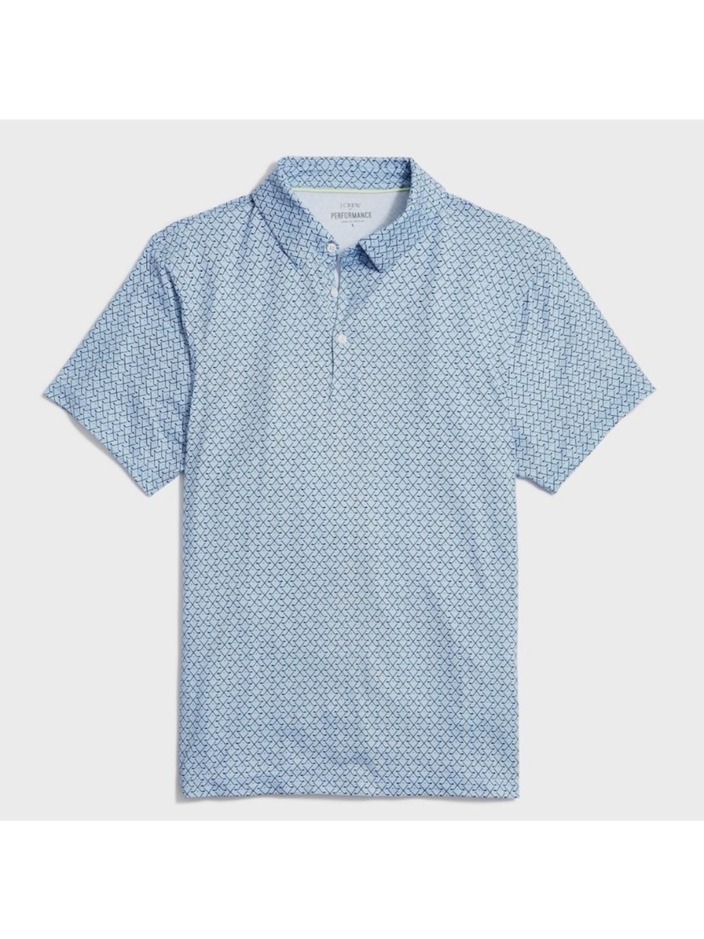 J.Crew Blue Multi Golf Print Performance Polo Shirt Size Large